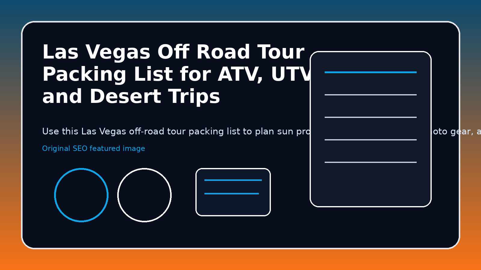 Las Vegas Off Road Tour Packing List for ATV, UTV, and Desert Trips